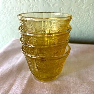 Vintage Federal Glass Madrid Amber Jello Custard Cups Depression Glass 1932-1939